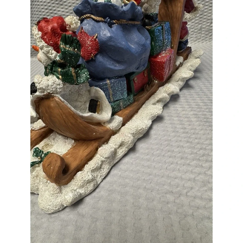 Vintage Santas Collection #99990 Santa and 2 Snowmen on a Sleigh Resin EUC